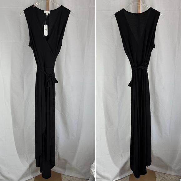 NEW Charming Charlie Wrap Style Midi Dress - Black - Small - Picture 4 of 12